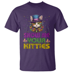 Mardi Gras T Shirt Show Me Your Kitties Cool Cat Jester Hat Bead TS09 Purple Printyourwear