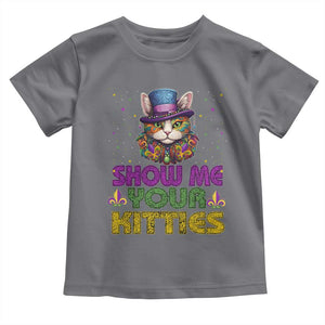 Mardi Gras Toddler T Shirt Show Me Your Kitties Cool Cat Jester Hat Bead TS09 Charcoal Print Your Wear