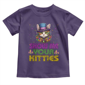 Mardi Gras Toddler T Shirt Show Me Your Kitties Cool Cat Jester Hat Bead TS09 Purple Print Your Wear