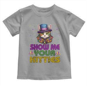Mardi Gras Toddler T Shirt Show Me Your Kitties Cool Cat Jester Hat Bead TS09 Sport Gray Print Your Wear