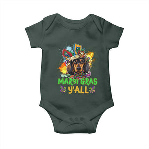 Mardi Gras Y'all Dachshund Dog With Beads Colorful Baby Onesie TS09 Print Your Wear