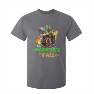 Mardi Gras Y'all Dachshund Dog With Beads Colorful T Shirt For Kid TS09 Charcoal Print Your Wear