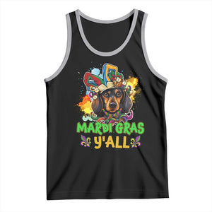 Mardi Gras Y'all Dachshund Dog With Beads Colorful Tank Top TS09 Black Athletic Heather Print Your Wear