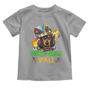Mardi Gras Y'all Dachshund Dog With Beads Colorful Toddler T Shirt TS09 Sport Gray Print Your Wear