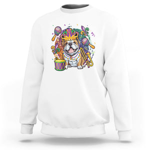 Mardi Gras Sweatshirt Fench Bulldog Cute Fat Tuesday Frenchie Pet Dog TS09 White Printyourwear