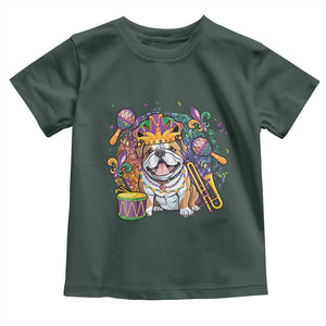 Mardi Gras Toddler T Shirt Fench Bulldog Cute Fat Tuesday Frenchie Pet Dog TS09 Dark Forest Green Print Your Wear