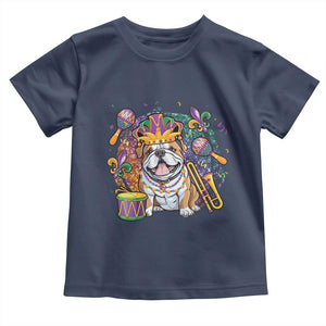 Mardi Gras Toddler T Shirt Fench Bulldog Cute Fat Tuesday Frenchie Pet Dog TS09 Navy Print Your Wear
