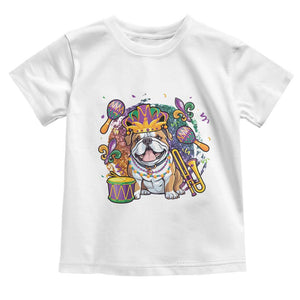 Mardi Gras Toddler T Shirt Fench Bulldog Cute Fat Tuesday Frenchie Pet Dog TS09 White Print Your Wear