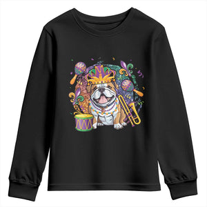Mardi Gras Youth Sweatshirt Fench Bulldog Cute Fat Tuesday Frenchie Pet Dog TS09 Black Print Your Wear