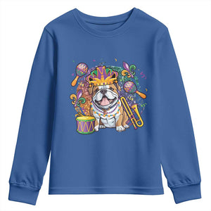 Mardi Gras Youth Sweatshirt Fench Bulldog Cute Fat Tuesday Frenchie Pet Dog TS09 Royal Blue Print Your Wear