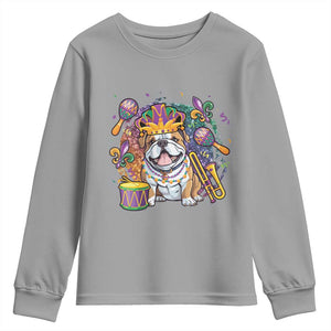 Mardi Gras Youth Sweatshirt Fench Bulldog Cute Fat Tuesday Frenchie Pet Dog TS09 Sport Gray Print Your Wear