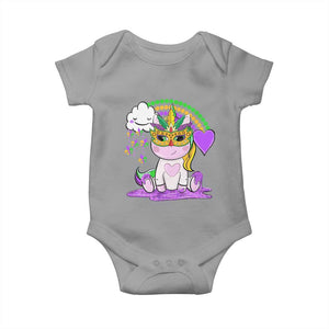 Mardi Gras Cute Unicorn Beads Rainbow Fleur De Lis Baby Onesie TS09 Sport Gray Print Your Wear