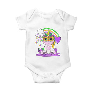 Mardi Gras Cute Unicorn Beads Rainbow Fleur De Lis Baby Onesie TS09 White Print Your Wear