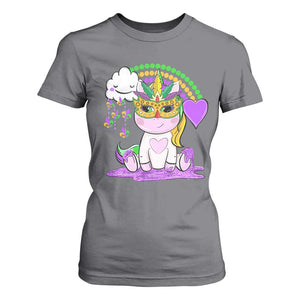 Mardi Gras Cute Unicorn Beads Rainbow Fleur De Lis T Shirt For Women TS09 Charcoal Print Your Wear