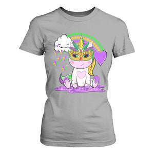 Mardi Gras Cute Unicorn Beads Rainbow Fleur De Lis T Shirt For Women TS09 Sport Gray Print Your Wear