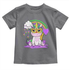 Mardi Gras Cute Unicorn Beads Rainbow Fleur De Lis Toddler T Shirt TS09 Charcoal Print Your Wear