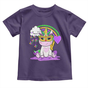 Mardi Gras Cute Unicorn Beads Rainbow Fleur De Lis Toddler T Shirt TS09 Purple Print Your Wear