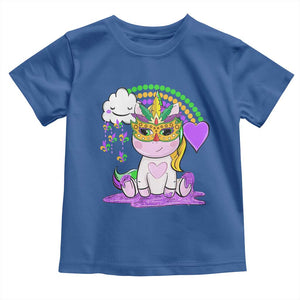 Mardi Gras Cute Unicorn Beads Rainbow Fleur De Lis Toddler T Shirt TS09 Royal Blue Print Your Wear