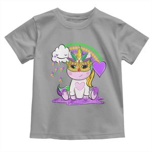 Mardi Gras Cute Unicorn Beads Rainbow Fleur De Lis Toddler T Shirt TS09 Sport Gray Print Your Wear