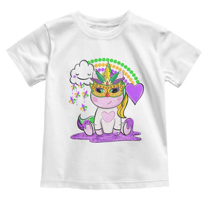 Mardi Gras Cute Unicorn Beads Rainbow Fleur De Lis Toddler T Shirt TS09 White Print Your Wear