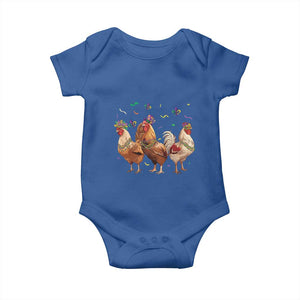 Mardi Gras Funny Farmer Jester Chicken Beads Baby Onesie TS09 Royal Blue Print Your Wear