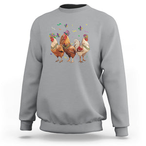 Mardi Gras Funny Farmer Jester Chicken Beads Sweatshirt TS09 Sport Gray Printyourwear
