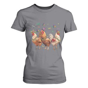 Mardi Gras Funny Farmer Jester Chicken Beads T Shirt For Women TS09 Charcoal Print Your Wear