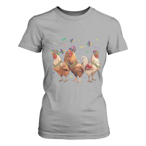 Mardi Gras Funny Farmer Jester Chicken Beads T Shirt For Women TS09 Sport Gray Print Your Wear