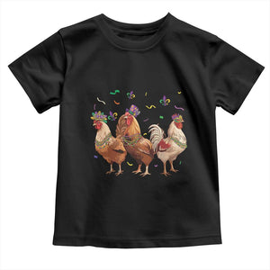 Mardi Gras Funny Farmer Jester Chicken Beads Toddler T Shirt TS09 Black Print Your Wear