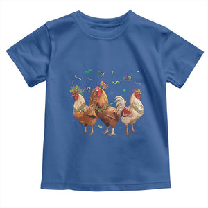 Mardi Gras Funny Farmer Jester Chicken Beads Toddler T Shirt TS09 Royal Blue Print Your Wear