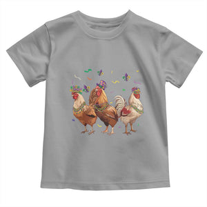 Mardi Gras Funny Farmer Jester Chicken Beads Toddler T Shirt TS09 Sport Gray Print Your Wear