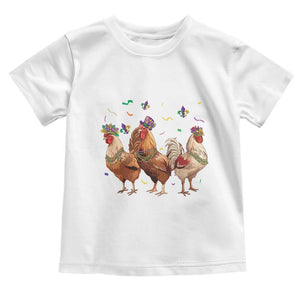 Mardi Gras Funny Farmer Jester Chicken Beads Toddler T Shirt TS09 White Print Your Wear