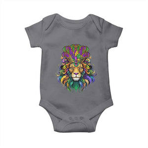 Mardi Gras Baby Onesie Pride Lion With Jester Hat Fat Tuesday Festival TS09 Charcoal Print Your Wear