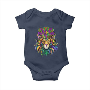 Mardi Gras Baby Onesie Pride Lion With Jester Hat Fat Tuesday Festival TS09 Navy Print Your Wear