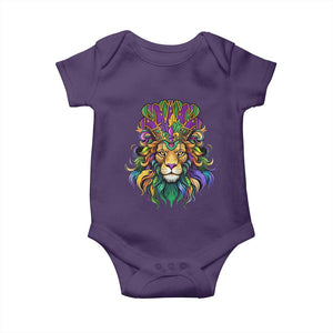 Mardi Gras Baby Onesie Pride Lion With Jester Hat Fat Tuesday Festival TS09 Purple Print Your Wear
