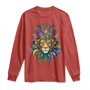 Mardi Gras Long Sleeve Shirt Pride Lion With Jester Hat Fat Tuesday Festival TS09 Red Print Your Wear