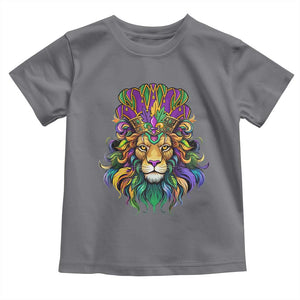 Mardi Gras Toddler T Shirt Pride Lion With Jester Hat Fat Tuesday Festival TS09 Charcoal Print Your Wear