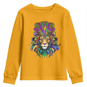 Mardi Gras Youth Sweatshirt Pride Lion With Jester Hat Fat Tuesday Festival TS09 Gold Print Your Wear