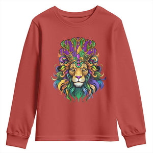 Mardi Gras Youth Sweatshirt Pride Lion With Jester Hat Fat Tuesday Festival TS09 Red Print Your Wear