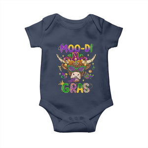 Mardi Gras Baby Onesie Moo-di Bead Heifer Cow Fat Tuesday Festival TS09 Navy Print Your Wear