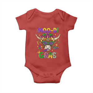 Mardi Gras Baby Onesie Moo-di Bead Heifer Cow Fat Tuesday Festival TS09 Red Print Your Wear