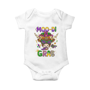 Mardi Gras Baby Onesie Moo-di Bead Heifer Cow Fat Tuesday Festival TS09 White Print Your Wear