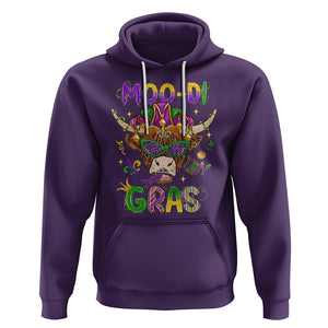 Mardi Gras Hoodie Moo-di Bead Heifer Cow Fat Tuesday Festival TS09 Purple Printyourwear