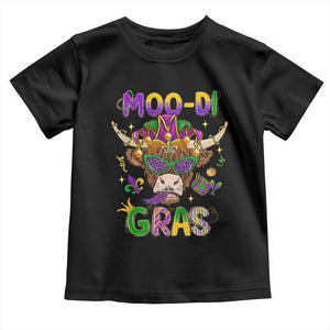 Mardi Gras Toddler T Shirt Moo-di Bead Heifer Cow Fat Tuesday Festival TS09 Black Print Your Wear