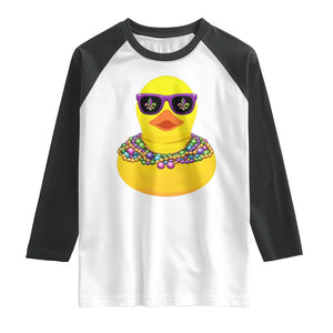 Mardi Gras Beads Cool Rubber Duck Fat Tuesday Festival Raglan Shirt TS09 White Black Print Your Wear