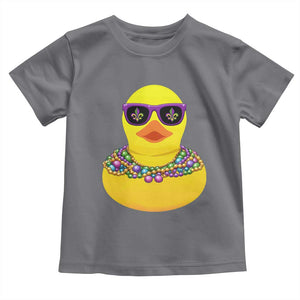 Mardi Gras Beads Cool Rubber Duck Fat Tuesday Festival Toddler T Shirt TS09 Charcoal Print Your Wear