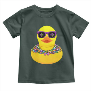 Mardi Gras Beads Cool Rubber Duck Fat Tuesday Festival Toddler T Shirt TS09 Dark Forest Green Print Your Wear