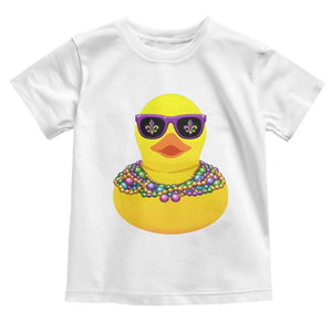 Mardi Gras Beads Cool Rubber Duck Fat Tuesday Festival Toddler T Shirt TS09 White Print Your Wear