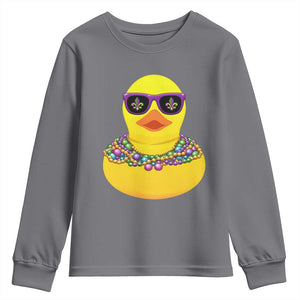 Mardi Gras Beads Cool Rubber Duck Fat Tuesday Festival Youth Sweatshirt TS09 Charcoal Print Your Wear