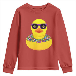 Mardi Gras Beads Cool Rubber Duck Fat Tuesday Festival Youth Sweatshirt TS09 Red Print Your Wear